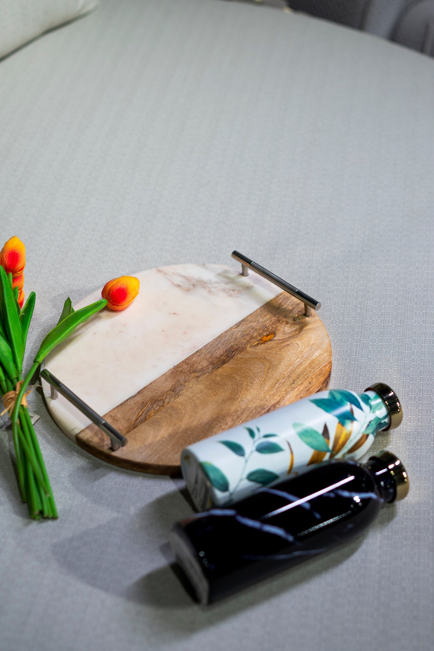 Half Marble/Wooden Tray