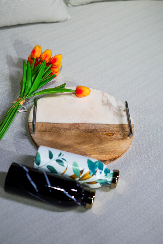 Half Marble/Wooden Tray