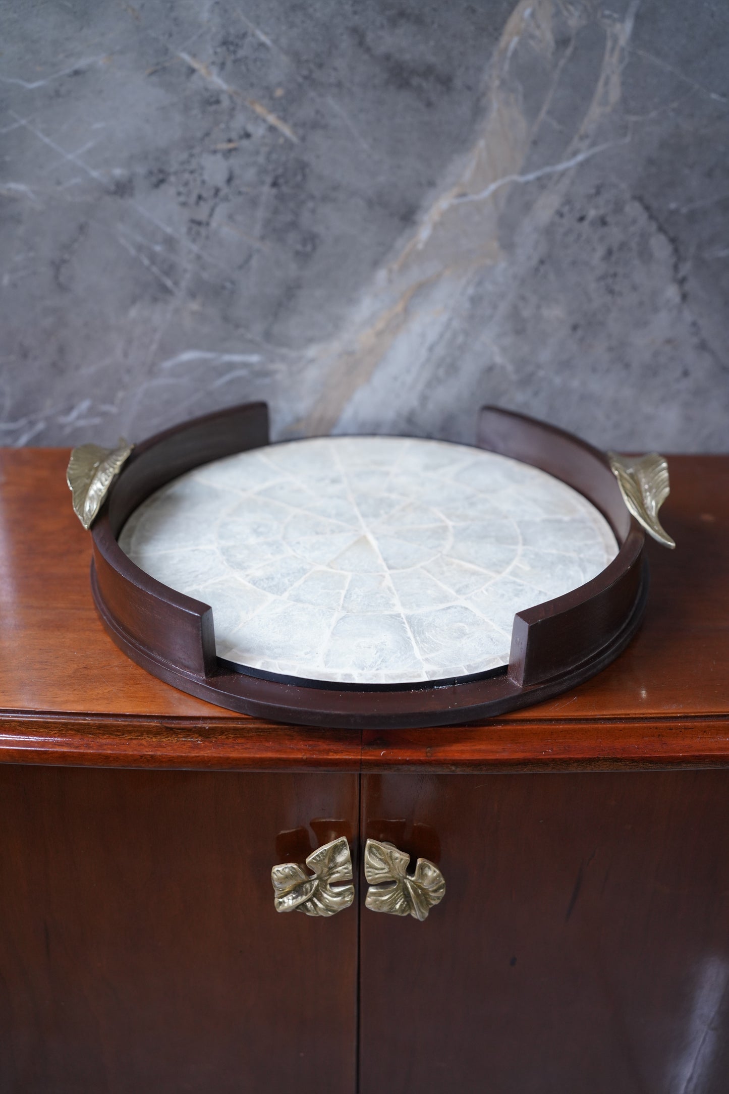 Serene Sheesham Pearl Tray