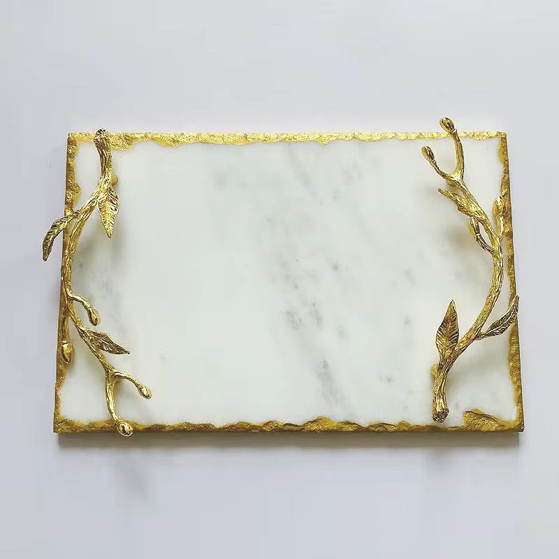 Marble Tray with Gold Leaf Handles