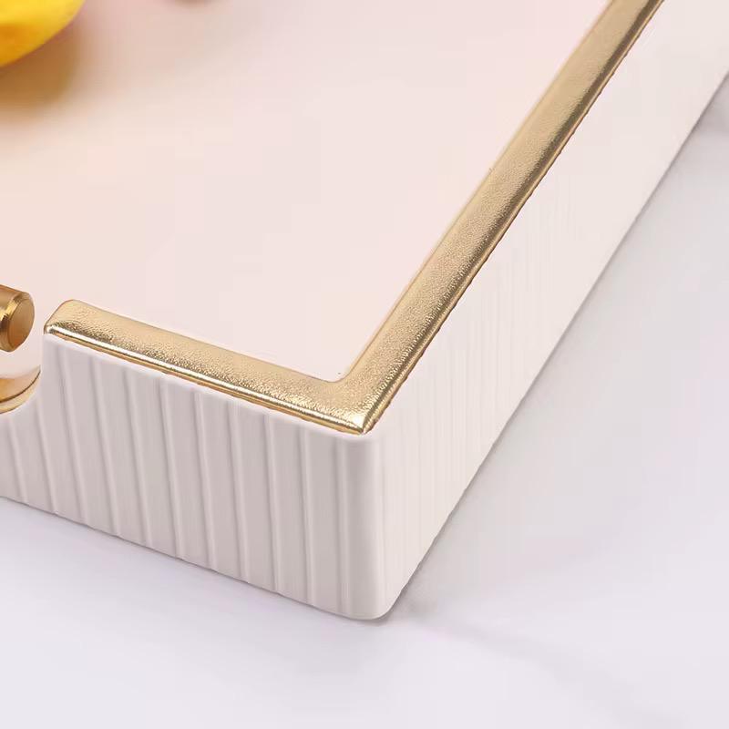 Stripped Gold Leather Tray