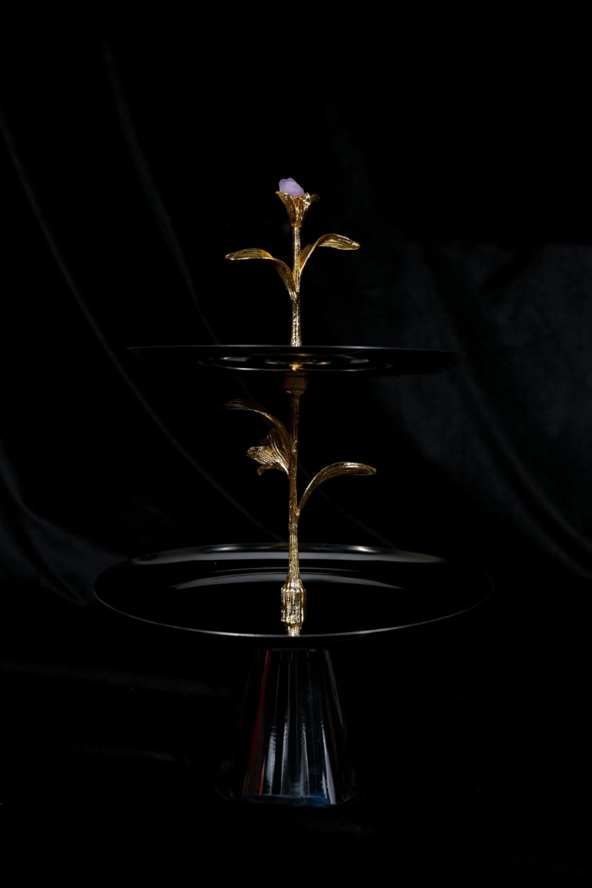 Midnight Bloom Two Tier Stand