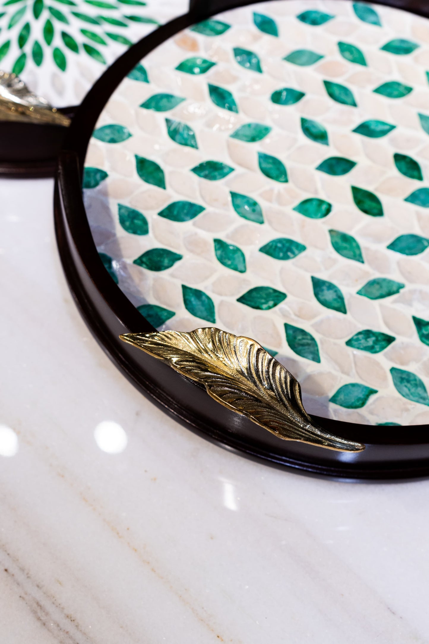 Emerald Tray in Shesham Mother of Pearl