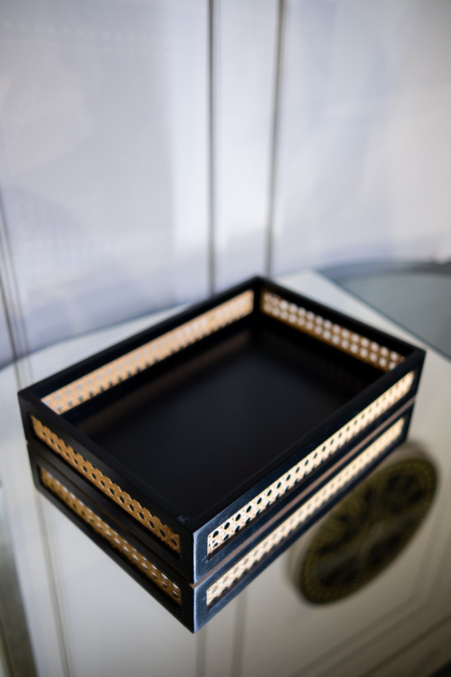 Wooden Wicker Tray
