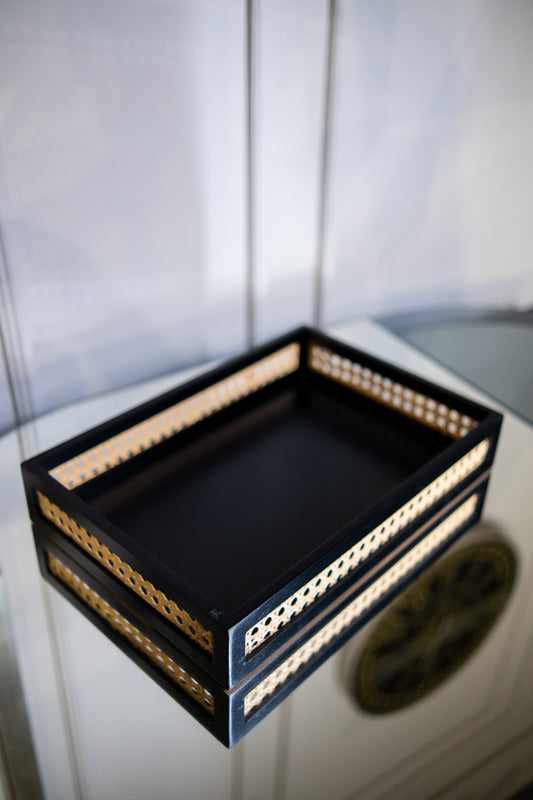 Wooden Wicker Tray