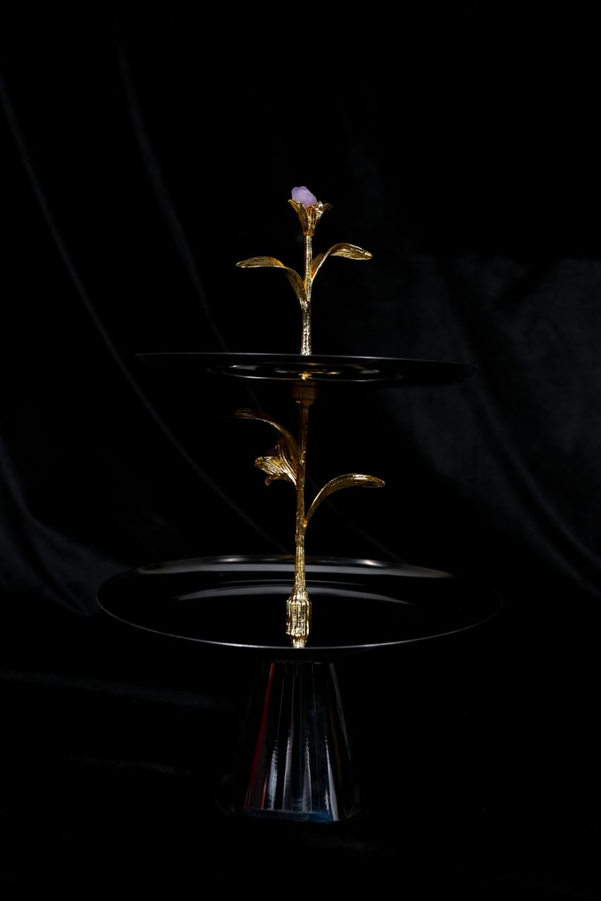Midnight Bloom Two Tier Stand