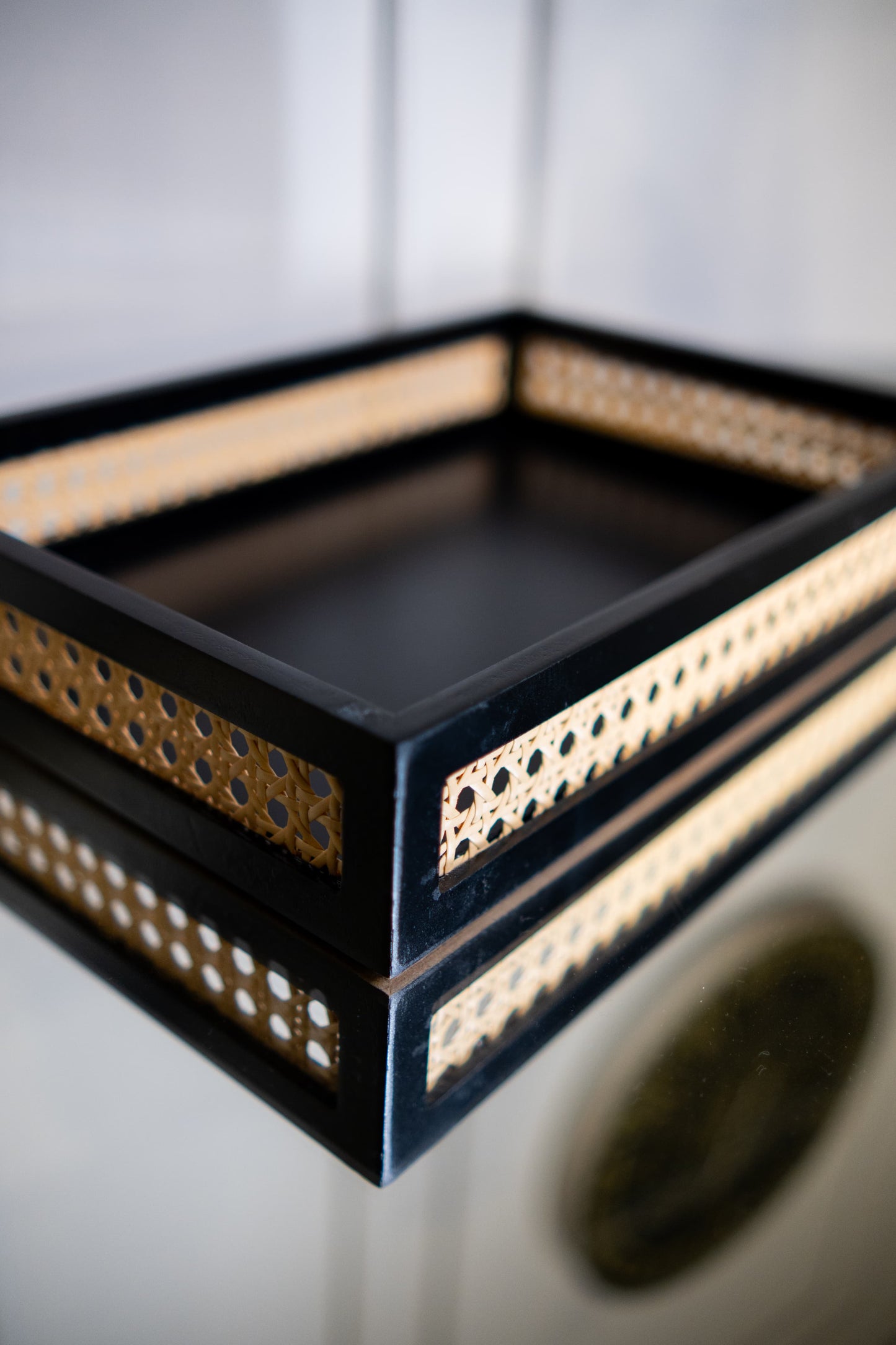 Wooden Wicker Tray