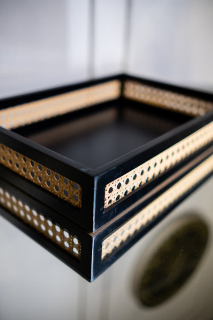 Wooden Wicker Tray