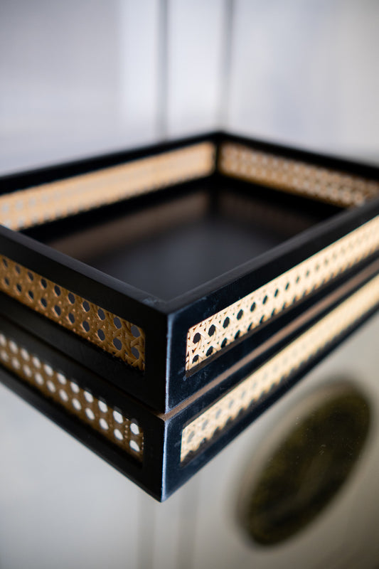 Wooden Wicker Tray