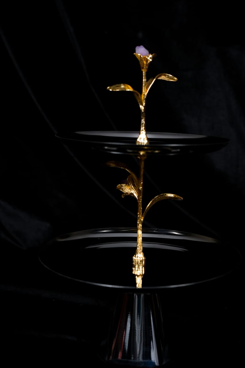 Midnight Bloom Two Tier Stand
