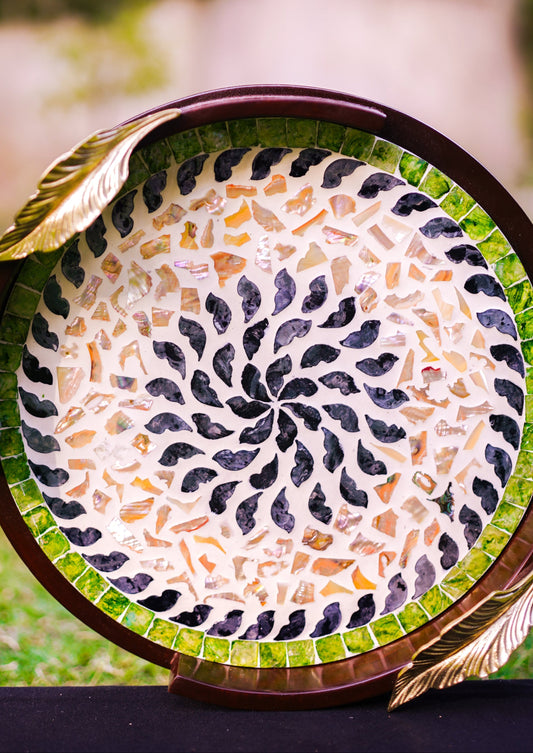 Shesham Platter with Mother of Pearl