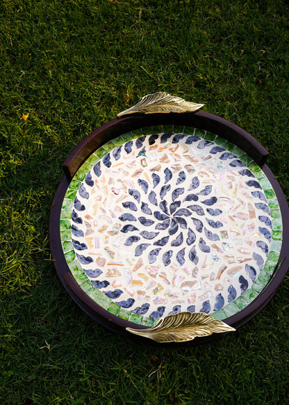 Shesham Platter with Mother of Pearl
