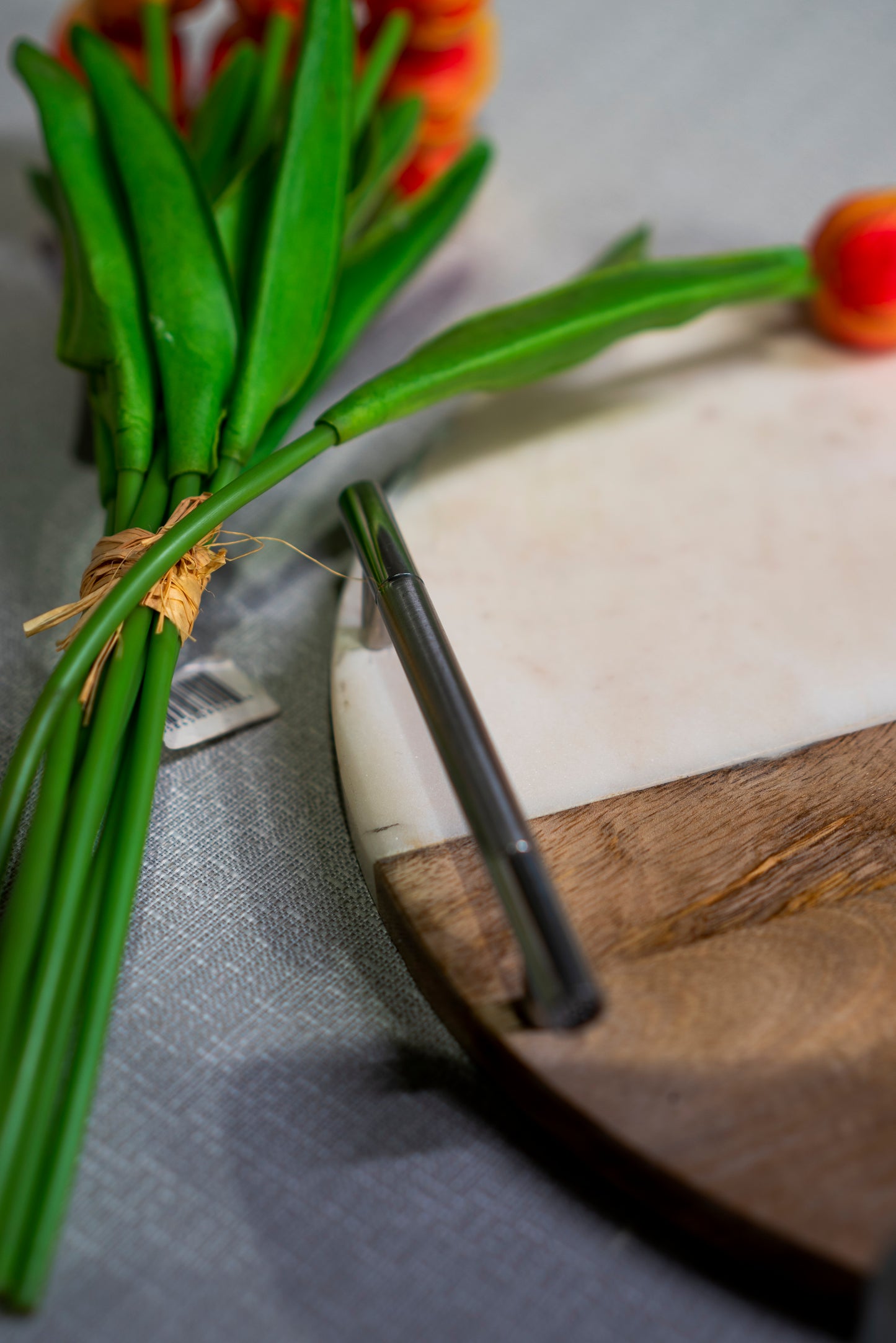 Half Marble Half Wooden Tray