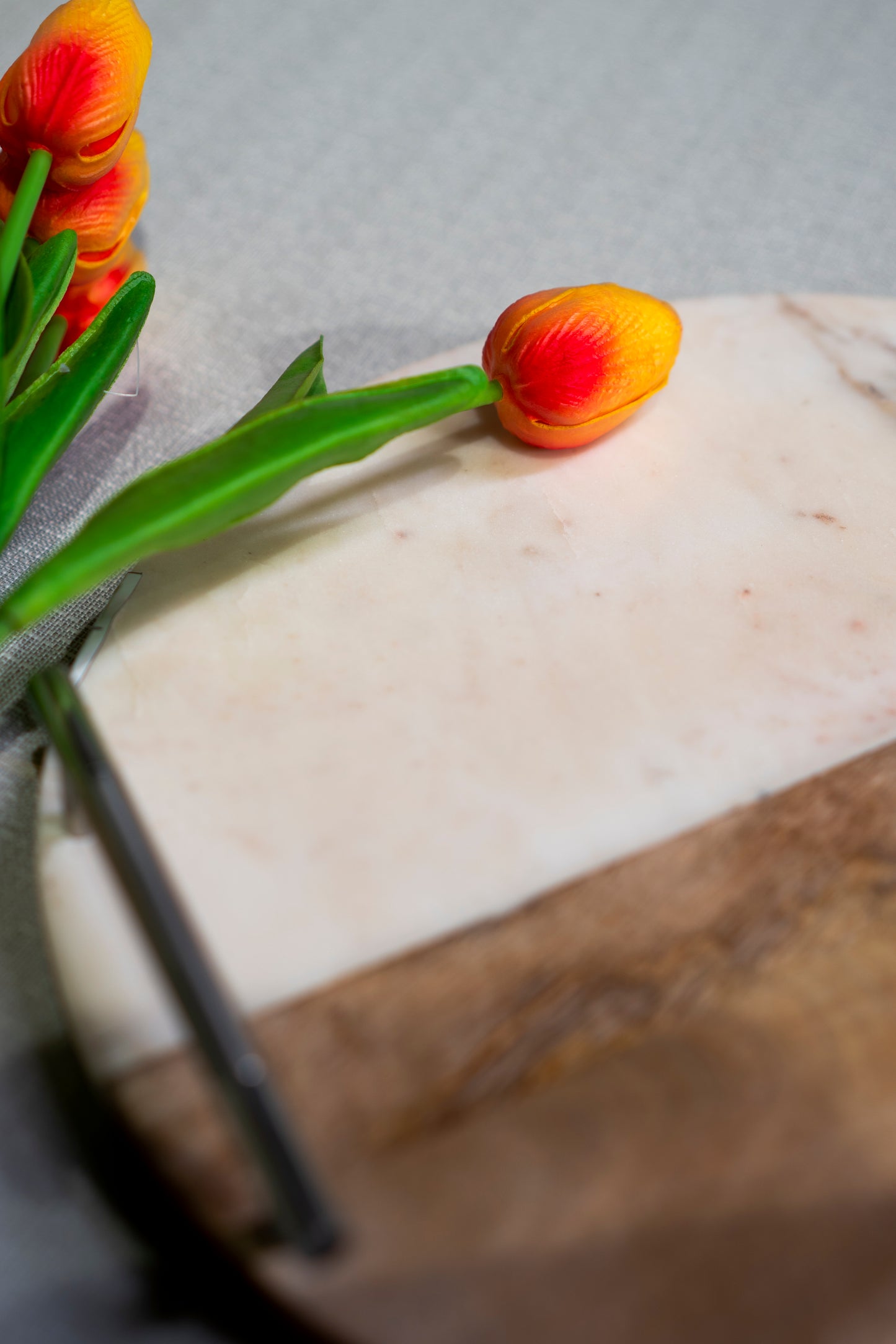 Half Marble Half Wooden Tray