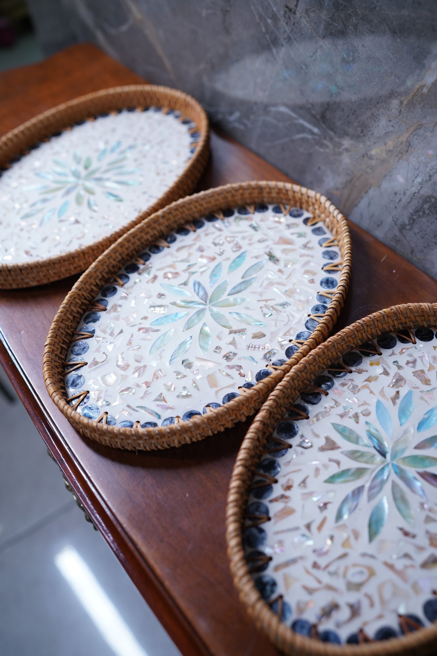 Seabloom Rattan Pearl Tray