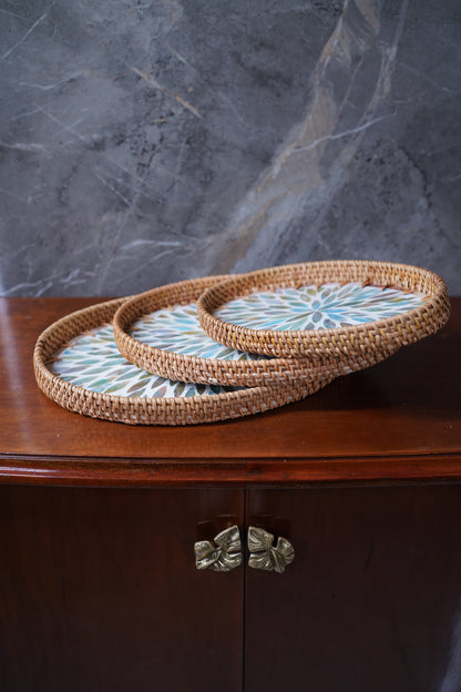 Blue Haven Rattan Pearl Tray