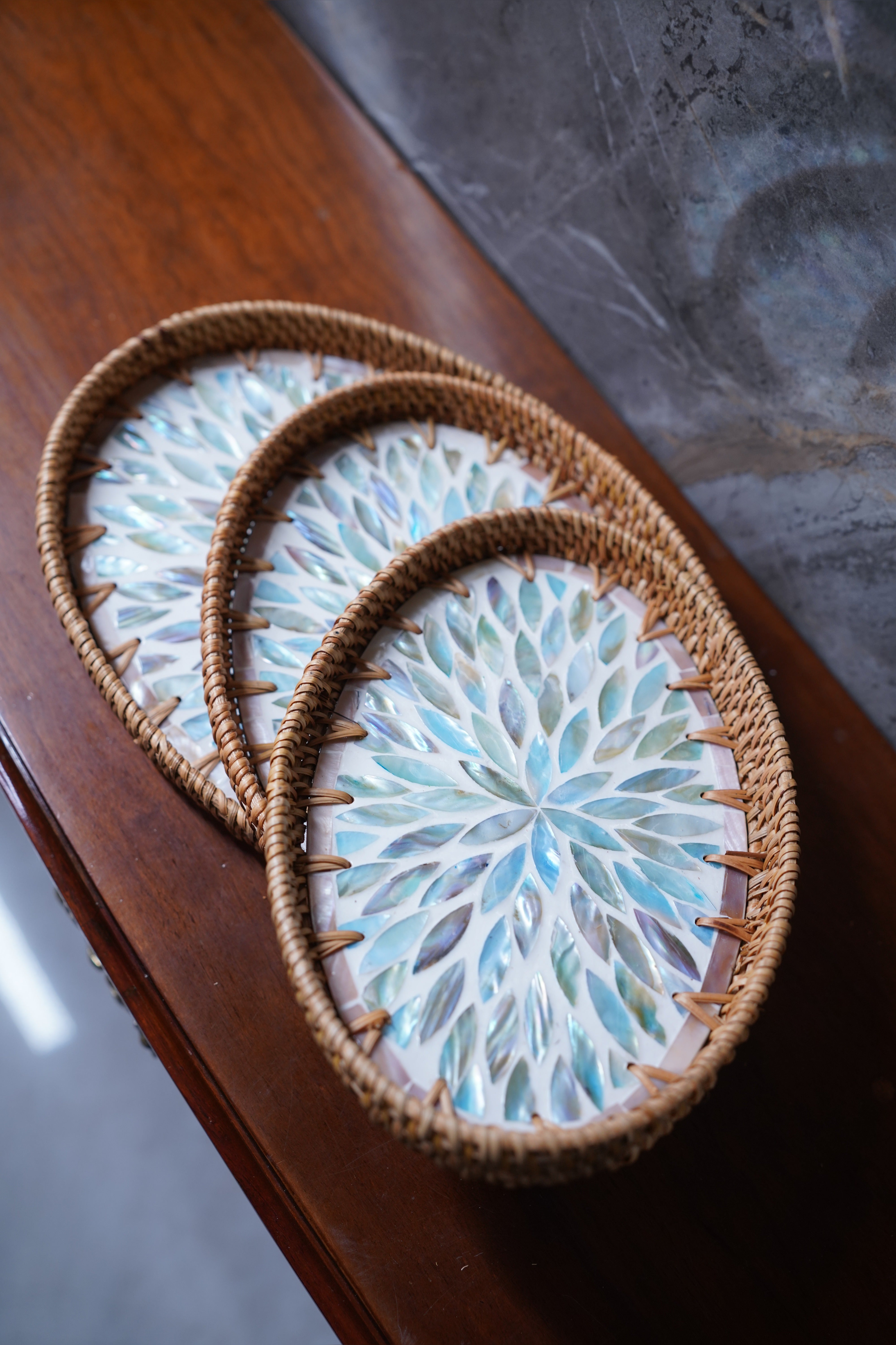 Blue Haven Rattan Pearl Tray – Kyoto