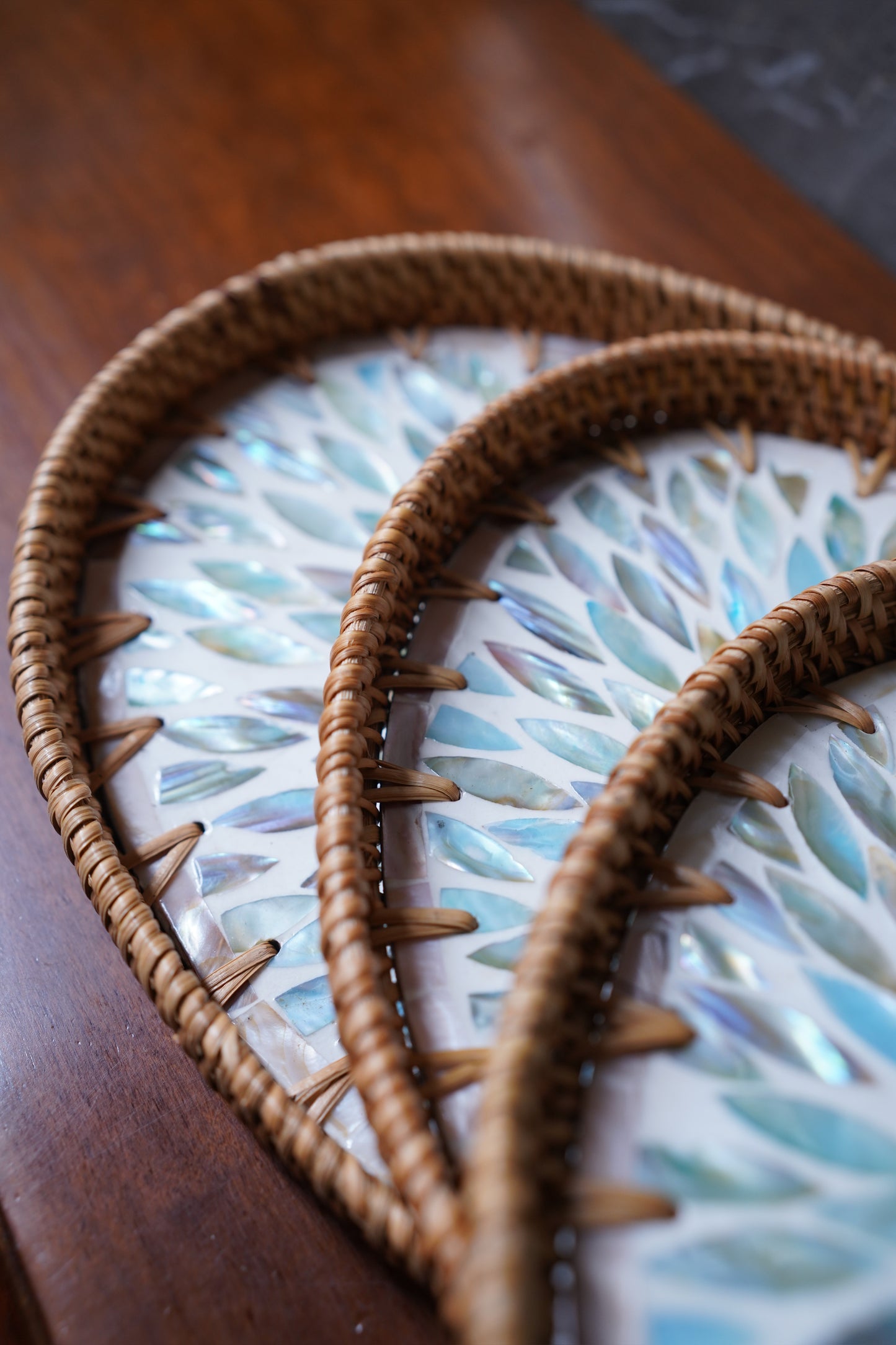Blue Haven Rattan Pearl Tray