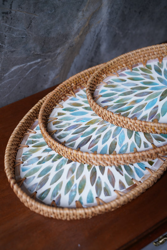 Blue Haven Rattan Pearl Tray
