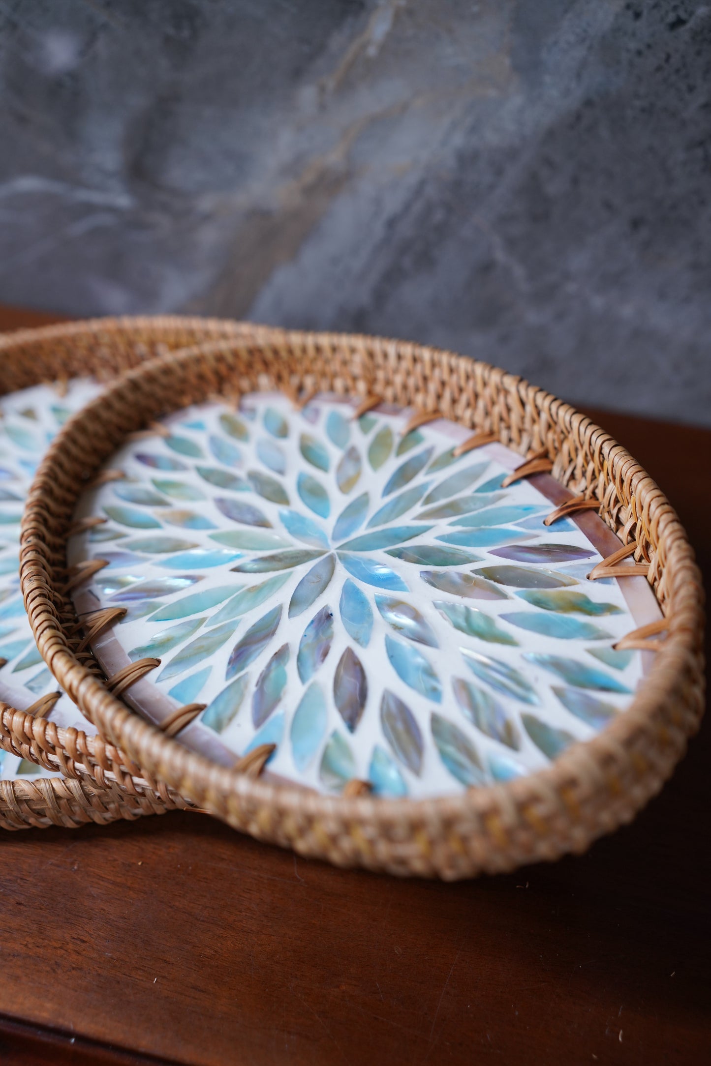 Blue Haven Rattan Pearl Tray