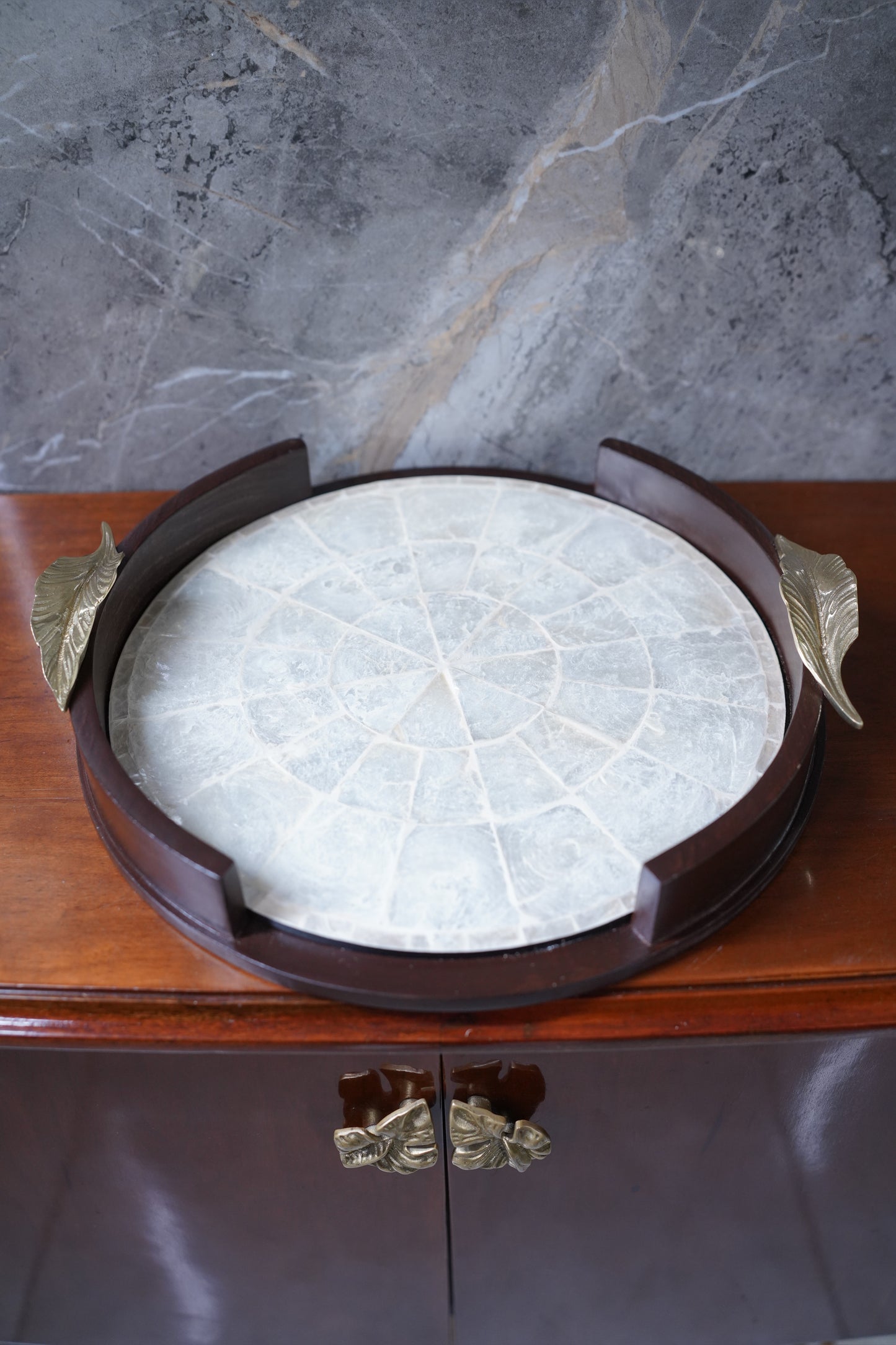 Serene Sheesham Pearl Tray
