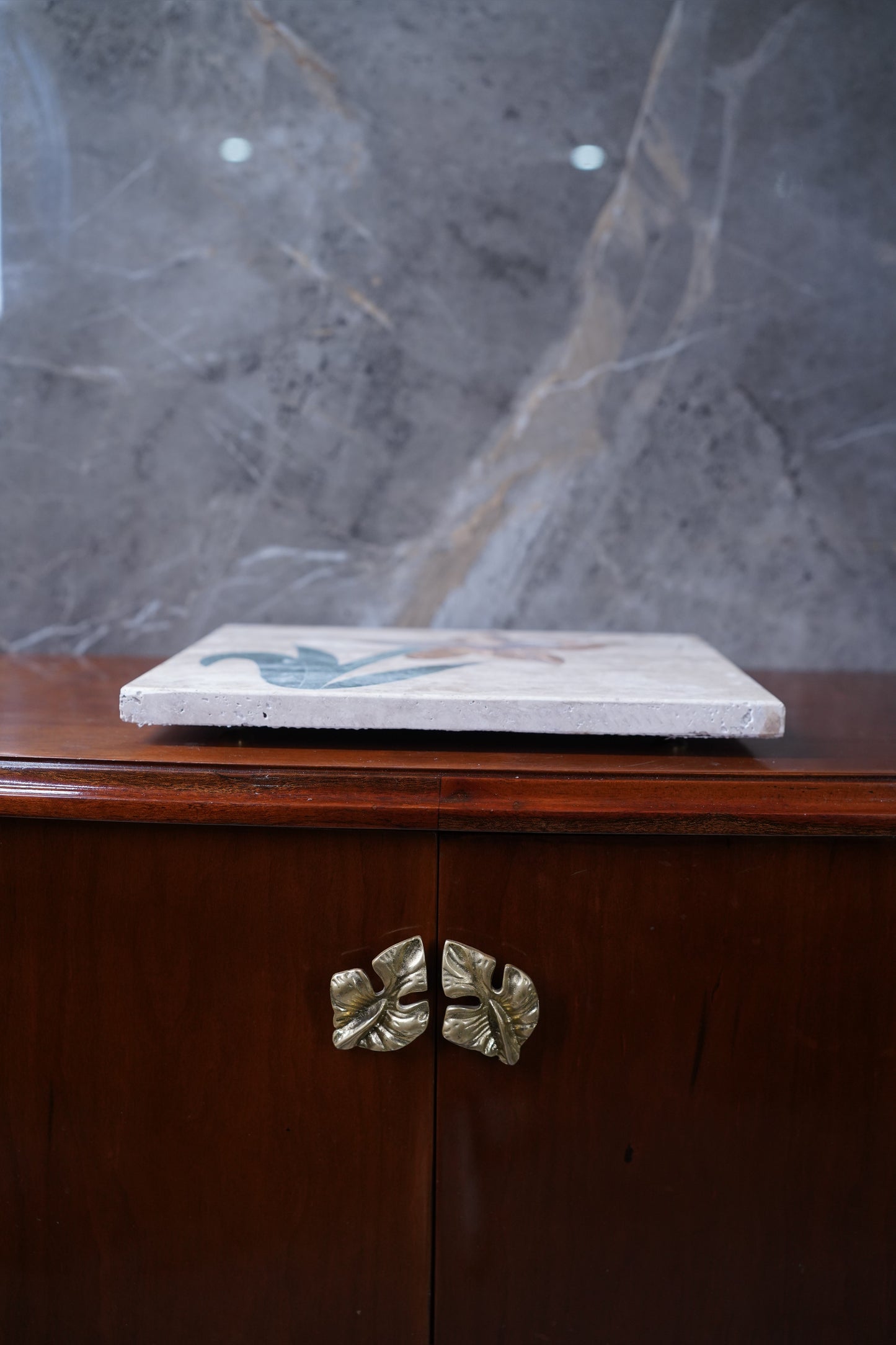 Floral Inlay Marble Platter