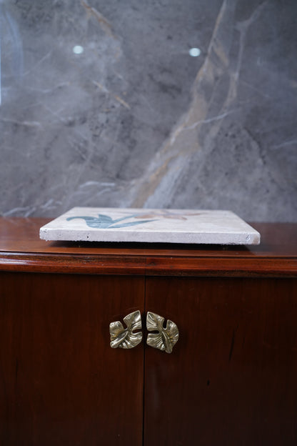 Floral Inlay Marble Platter
