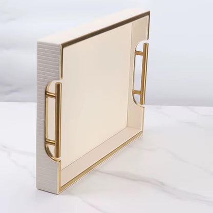 Stripped Gold Leather Tray